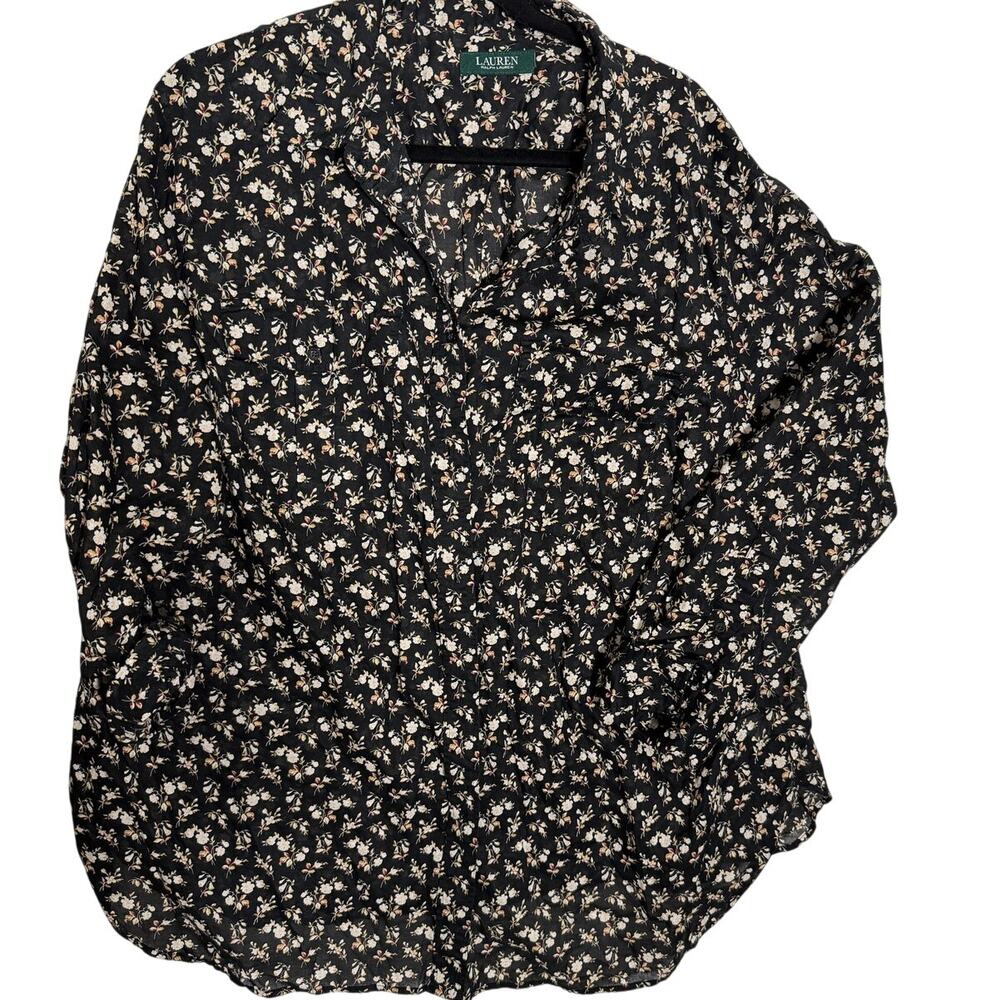 Lauren Ralph Lauren Floral Blouse Women Size M Lightweight Spring Shirt